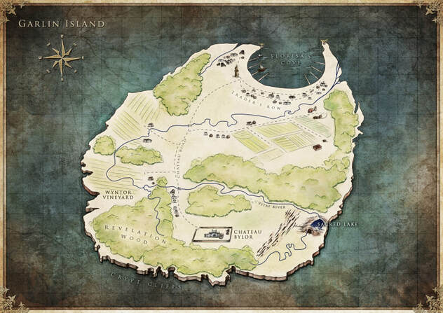 Map of Garlin Island designed by Tiphs - Fallen Flame by J.M. Miller
